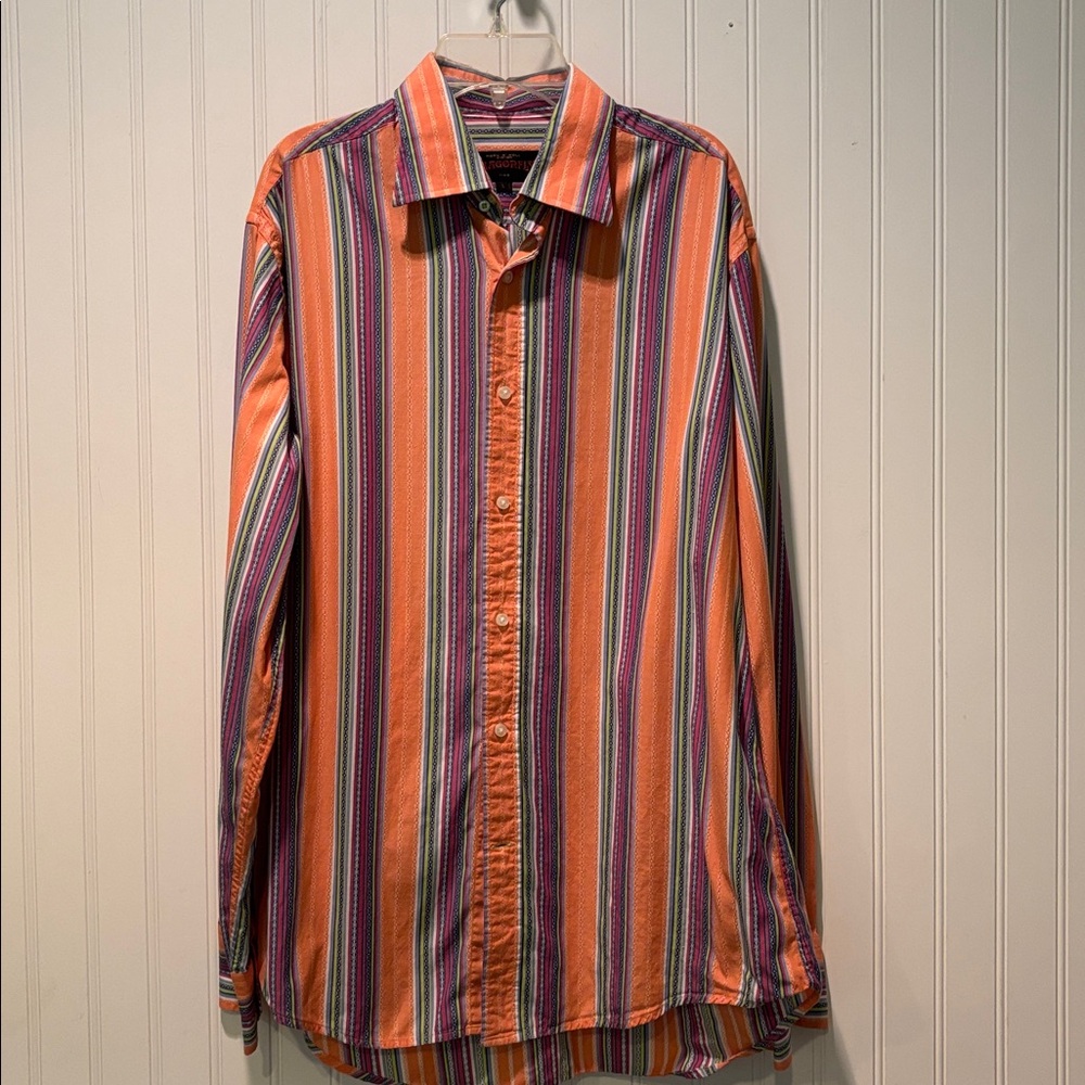 Vintage Dragonfly Rock n’ Roll Vision Striped Button Front Shirt Size Large